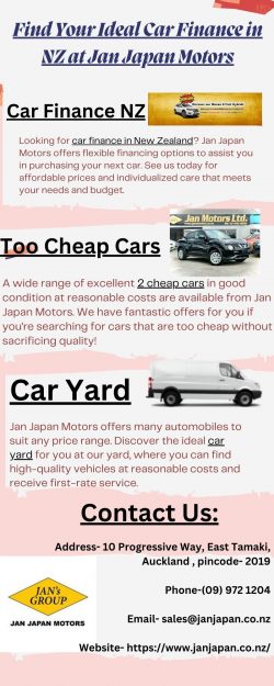 Find Your Ideal Car Finance in NZ at Jan Japan Motors