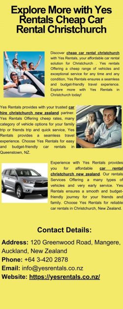 Explore More with Yes Rentals Cheap Car Rental Christchurch