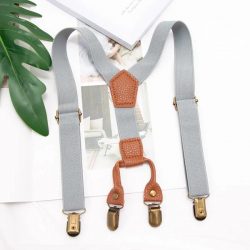 Stylish Brown Faux Leather Suspenders for Men – Elegant & Durable