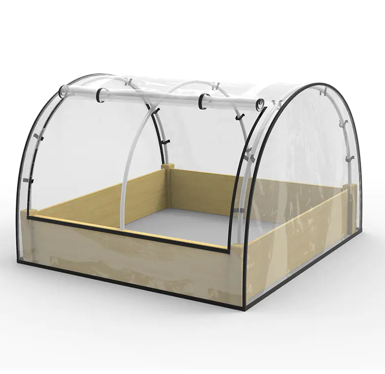 Raised Garden Flower Bed Kit w/ Greenhouse, Wooden Cold Frame Planter