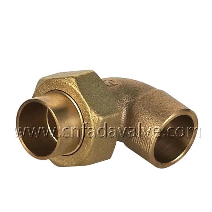 Three Pieces Bronze 90° Elbow Union