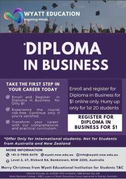 Study in Australia | Enroll in a Diploma in Business at Wyatt Business College