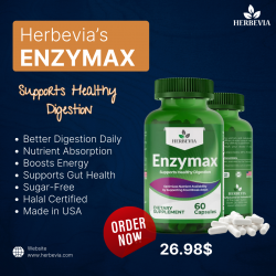 Herbevia’s Enzymax: Supports Healthy Digestion Daily (60 Capsules)