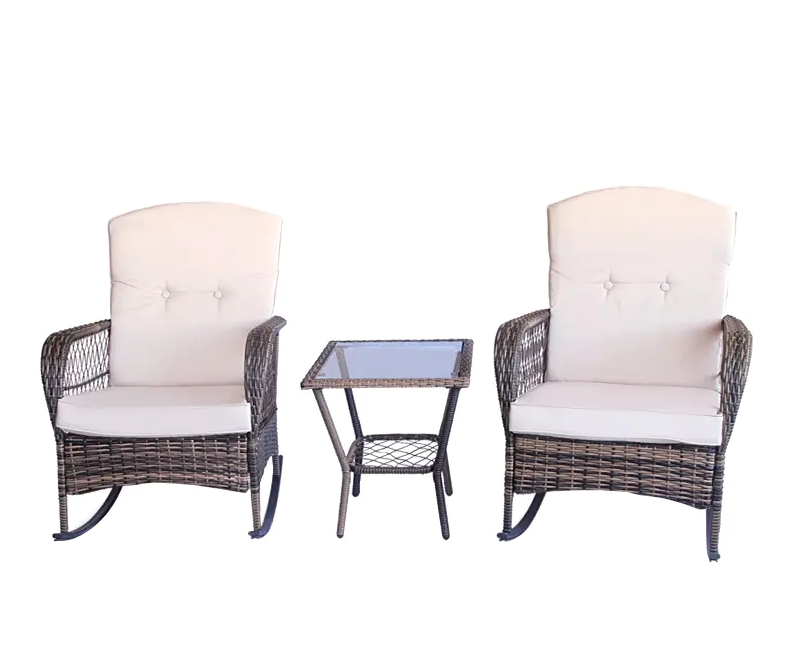 Three-Piece Rattan Rocking Chair Set