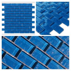 23×48 Shimmer Powder Blue Glossy Glass Floor Pool Mosaic
