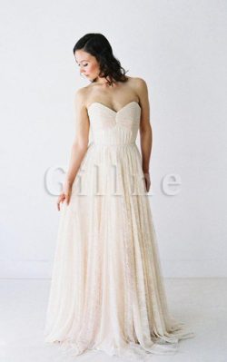 Abito da Sposa A Terra in Pizzo in Pizzo con Perline a Spiaggia – Gillne.it