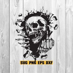 Skull Middle Finger Svg