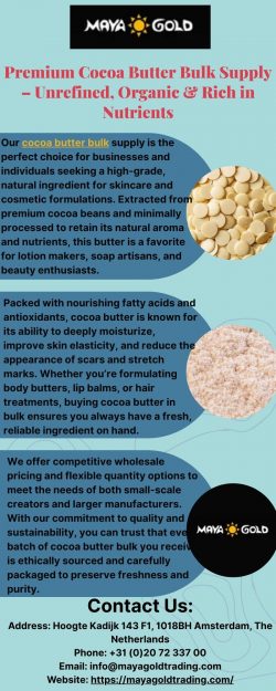 Premium Cocoa Butter Bulk Supply – Unrefined, Organic & Rich in Nutrients
