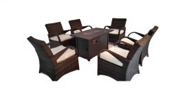 Rattan Dinning Sofa,Chairs with a Fire Pit Table