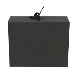 Glossy Black Magnetic Gift Packaging Box with Ribbon