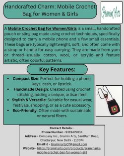 Handcrafted Charm: Mobile Crochet Bag for Women & Girls