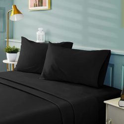 Luxurious Comfort Redefined with Black Egyptian Cotton Sheets and Sage Green Pillowcases