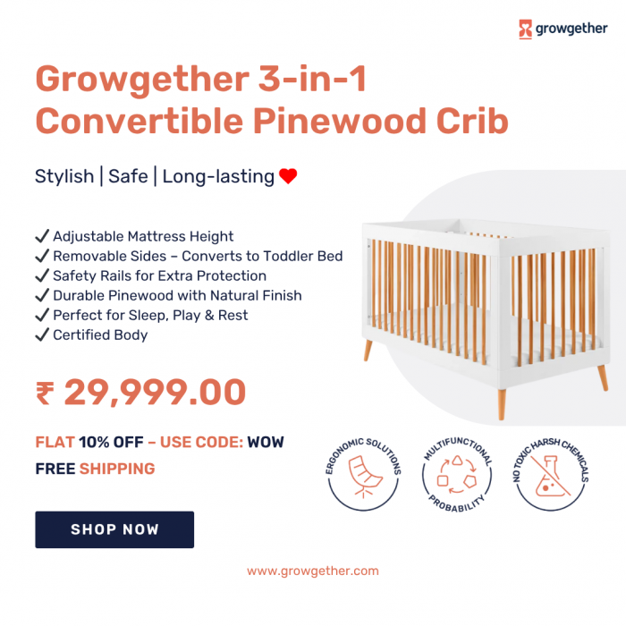 Growgether 3-in-1 Wooden Convertible Baby Crib | Order Now