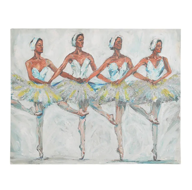 Four Swan Ballerinas Canvas Wall Art For Living Room