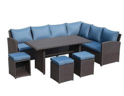 Pieces Wicker Patio Furniture Set, Conversation Sofa Set for Porch, Poolside.