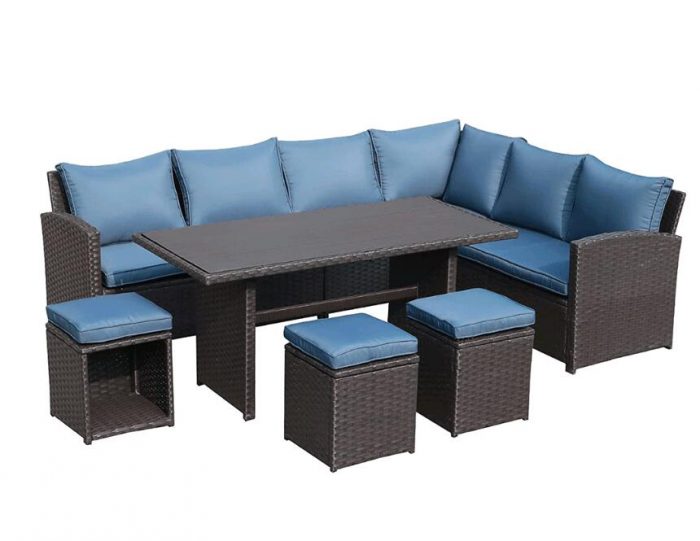 Pieces Wicker Patio Furniture Set, Conversation Sofa Set for Porch, Poolside.