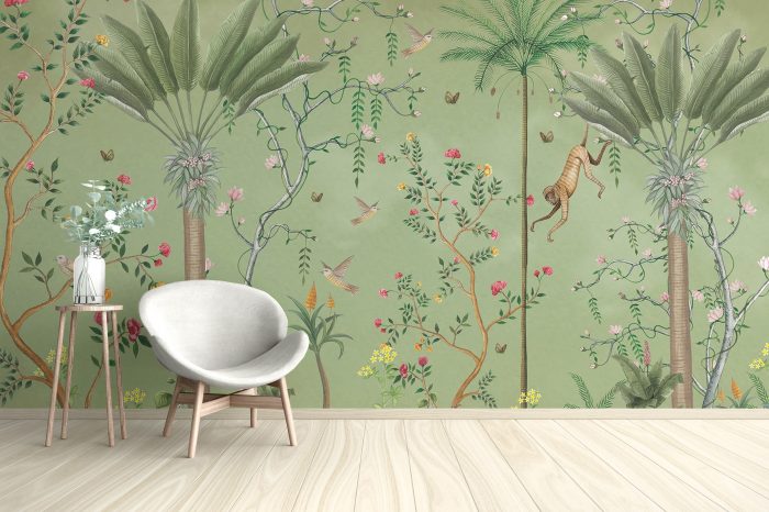 Green Tropical Chinoiserie Wallpaper
