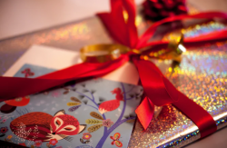 Silver Sparkle Wrap + Satin Ribbon Bow + Tissue Paper + Premium Card + Metallic Star Bow + Gold  ...