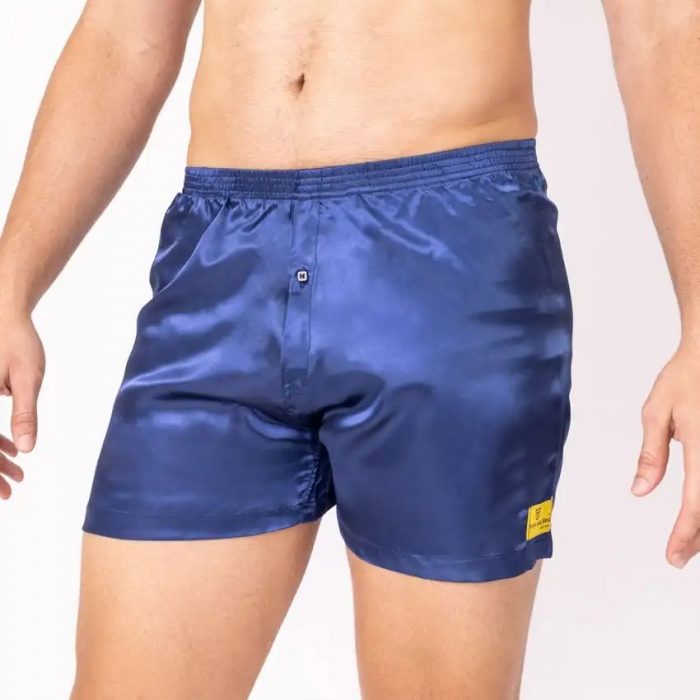 Mens Satin Boxer Shorts Navy Blue 3XL – Tailored | Frank and Beans