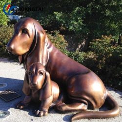 Realistic Bronze Basset Hounds Sculpture
