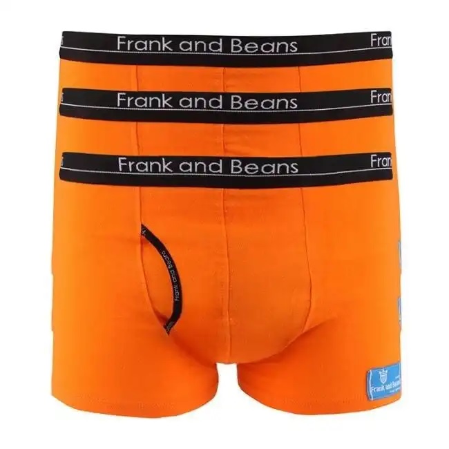 3 Pack Orange Mens Boxer Briefs | Mens Non Chafing Underwear | Frank and Beans