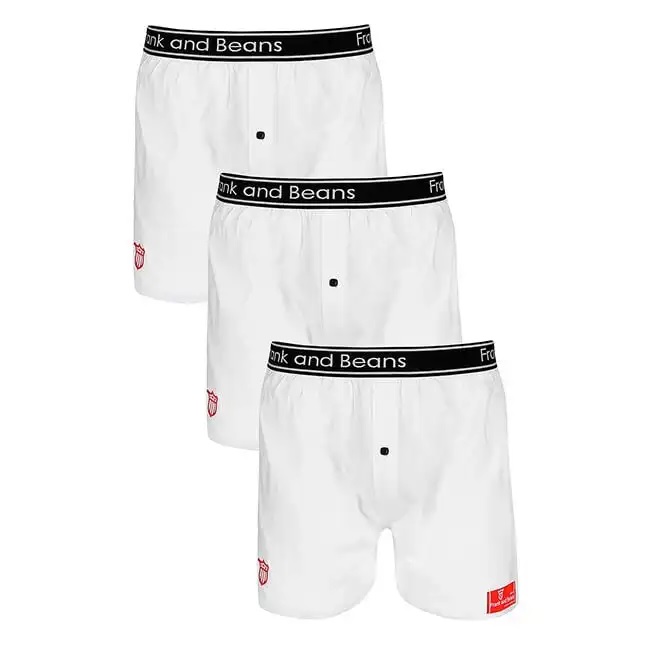 Mens Cotton Boxer Shorts 3-Pack White – Classic Comfort | Frank and Beans
