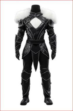 Black Leather Fantasy Knight Armor With Fur – Creed Leather