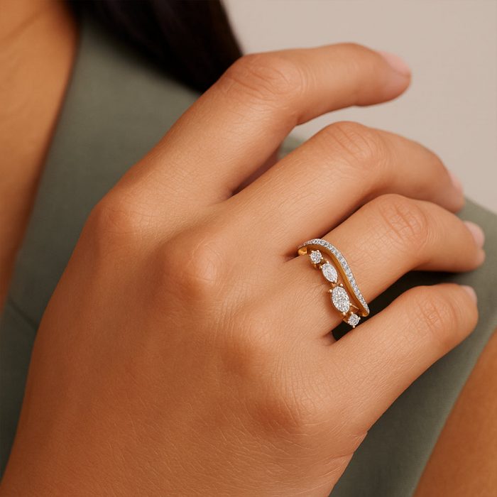 Buy Draped in Marquise Pure Gold Lab Diamond Ring Online