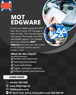 Book MOT Edgware and Harrow with FIT1 Garage?