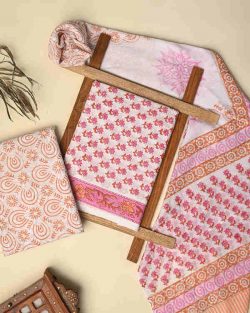 Buy Stylish Discharge Print Cotton Suit with Cotton Dupatta Online