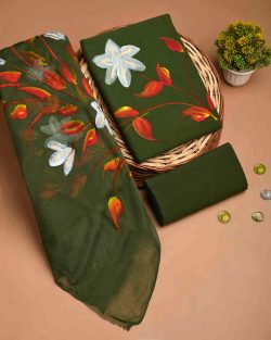 Shop Premium Cotton Suit with Chiffon Dupatta Online | Ethnic Adda