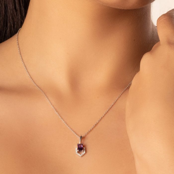 Regal Amethyst – Lab Diamond Pendant Necklace for Women