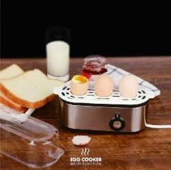 Stainless Steel Egg Boiler Poacher Electric Omelette Cooker for with Water Measuring Cup and Egg ...