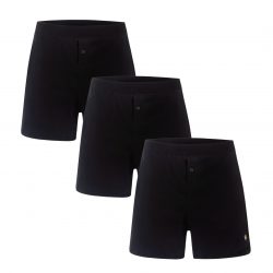 Men’s Maxi Cozy® Covered Waistband Black Cotton Boxer Shorts | Frank and Beans