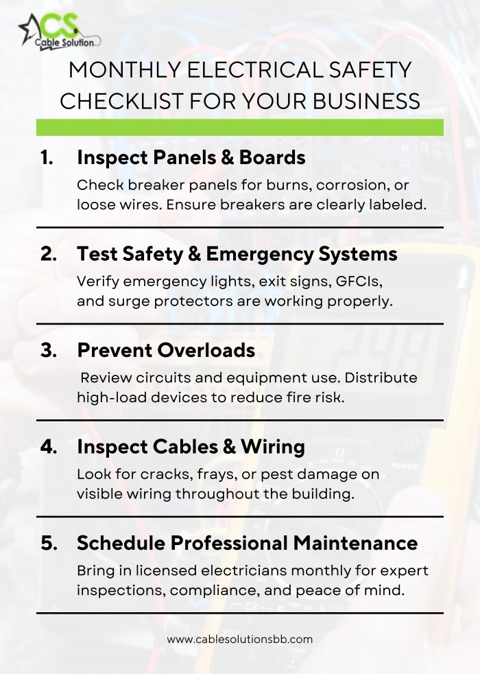 Monthly Electrical Safety Checklist for Your Business | Electrical Maintenance Services