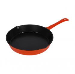 Round Enamel Cast Iron Pan On Induction Cooktop
