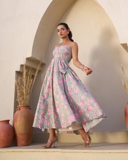 Buy Handblock Umbrella Dress for Women