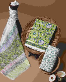 Shop White Sanganeri Printed Cotton Suit with Dupatta – Chavi Fashion