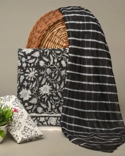 Shop Premium Sanganeri Print Cotton Suit with Chiffon Dupatta Online