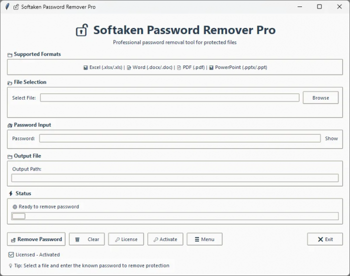 Softaken Freeware Word Password Remover Tool