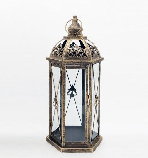 Metal Candle Holders Lanterns Vintage Black Birdcage Hexagonal Metal Lantern