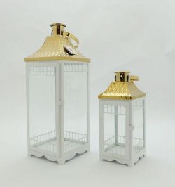Stainless steel Lanterns Simple European Style Iron Candle Holders with Clear Glass