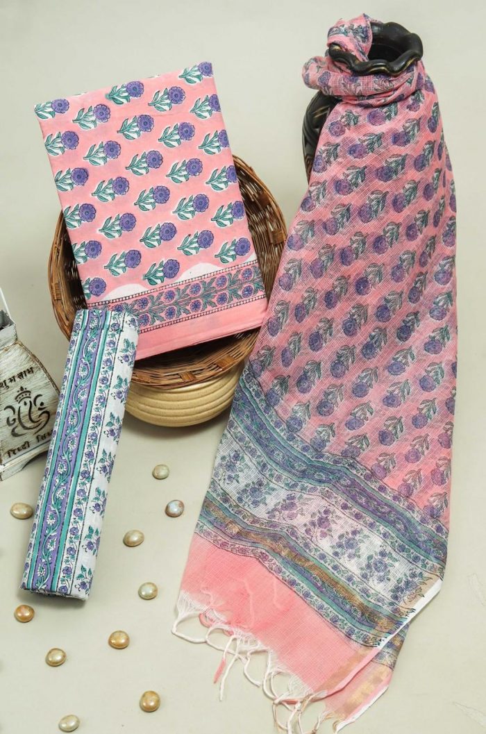 Designer Pure Cotton Suit Material with Kota Doria Dupatta – Yuvistyle