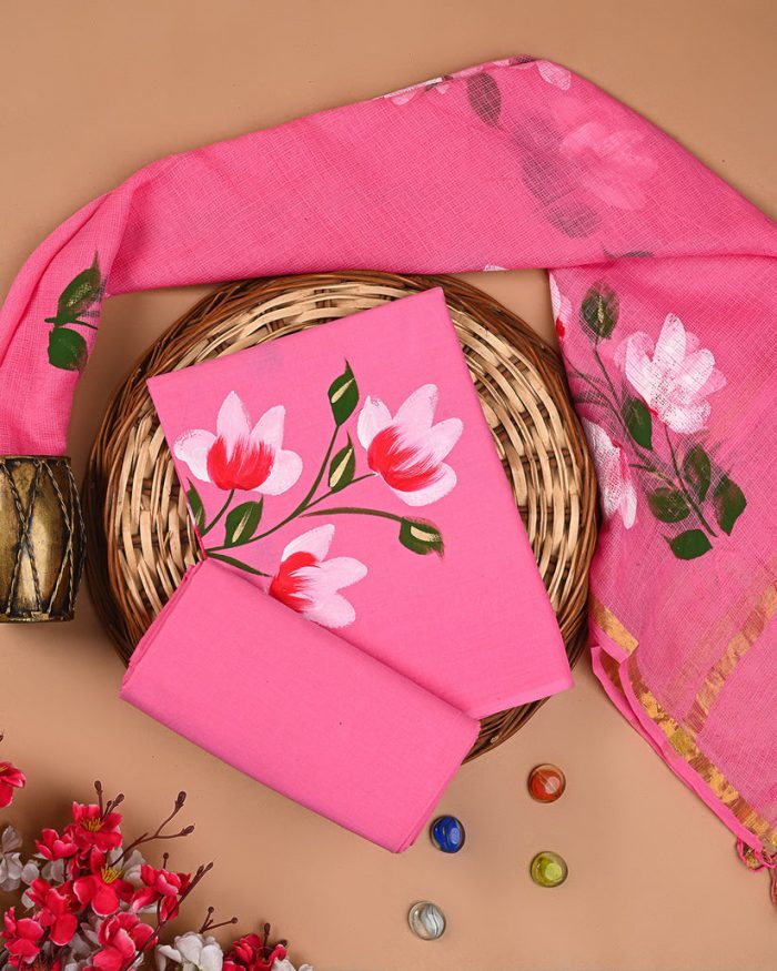 Buy Exclusive Hand-Painted Cotton Suit with Kota Dupatta Online – Ethnic Adda