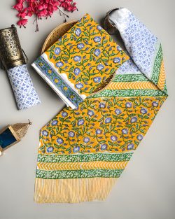 Shop Sanganeri Cotton Suit and Chiffon Floral Dupatta Online