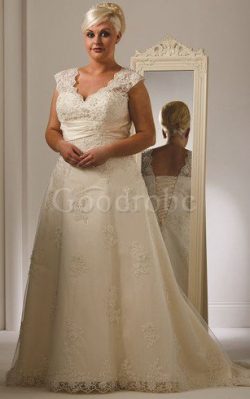 Robe de mariée distinguee cordon de col en v ligne a lache – GoodRobe
