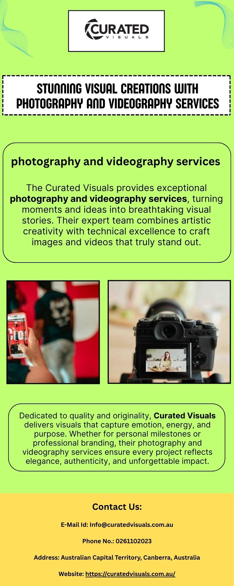 Stunning Visual Creations with Photography and Videography Services