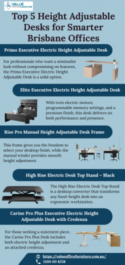 Top 5 Height Adjustable Desks for Smarter Brisbane Offices