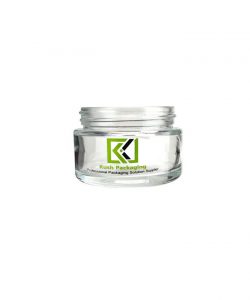 1oz clear child resistant glass jar with black lid