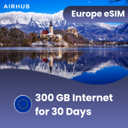 eSIM Europe 300GB for 30 Days | Airhub eSIM
